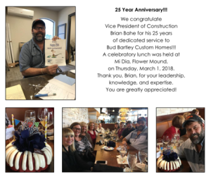 bud bartley custom homes builder anniversary